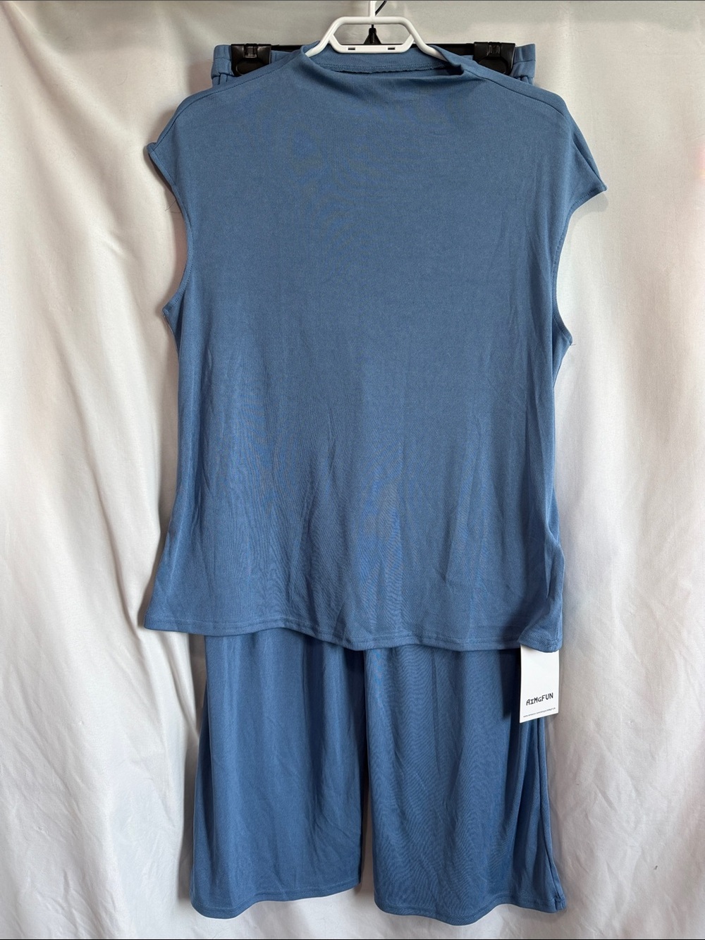 Sleeveless Mock Neck Women’s Lounge Set in Dusty Blue